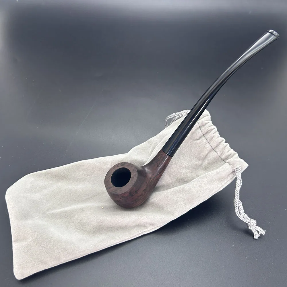 1pcs Handmade Natural Ebony Wood Pipe Durable Sandalwood Tobacco Smoke Pipes With Pipe Bag tobacco pipe