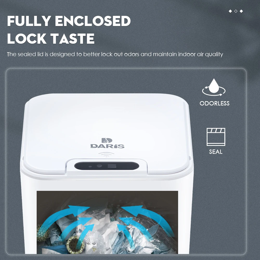 Smart Sensor Trash Can Automatic Kicking 8.5-12L Electric Waste Bin for Kitchen Bathroom Waterproof