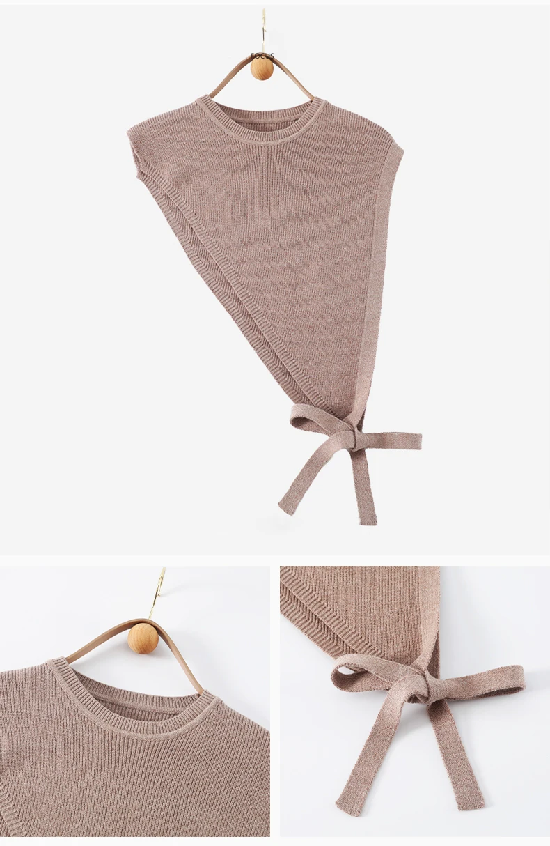 Schräge Schulter Split Gestrickte Schal Für Frauen Frühling Sommer Herbst Neue Stil Dreieck Schräge Gestrickte Weste Schals Weibliche Tops – Detail 3