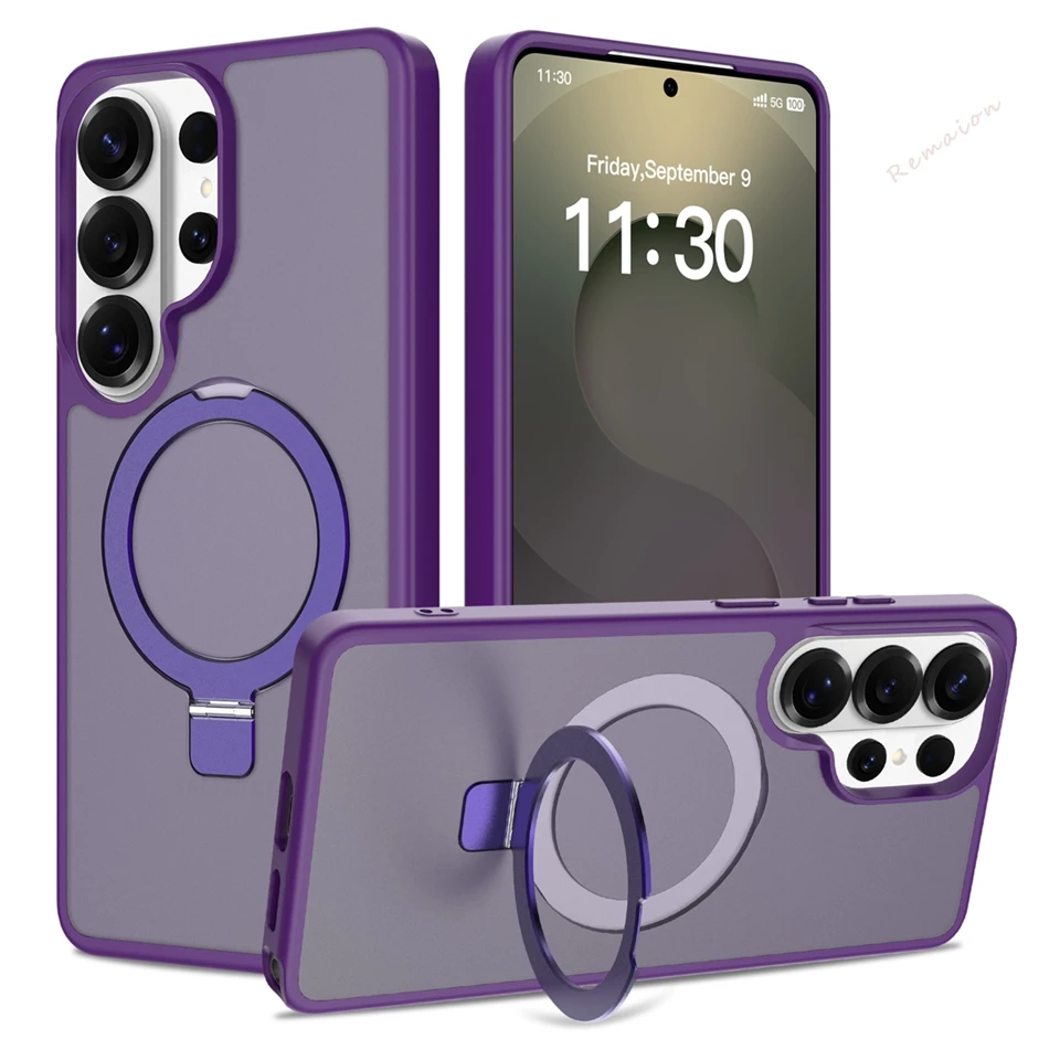 Luxury Matte Magnetic Phone Case with Magsafe and Metal Stand