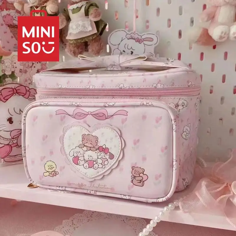 

Miniso Mikko Kawaii Anime Large Capacity Animal Square Tote Bag Cute Cartoon 2024 New Fashion Generous Makeup Bag Toys for Kids