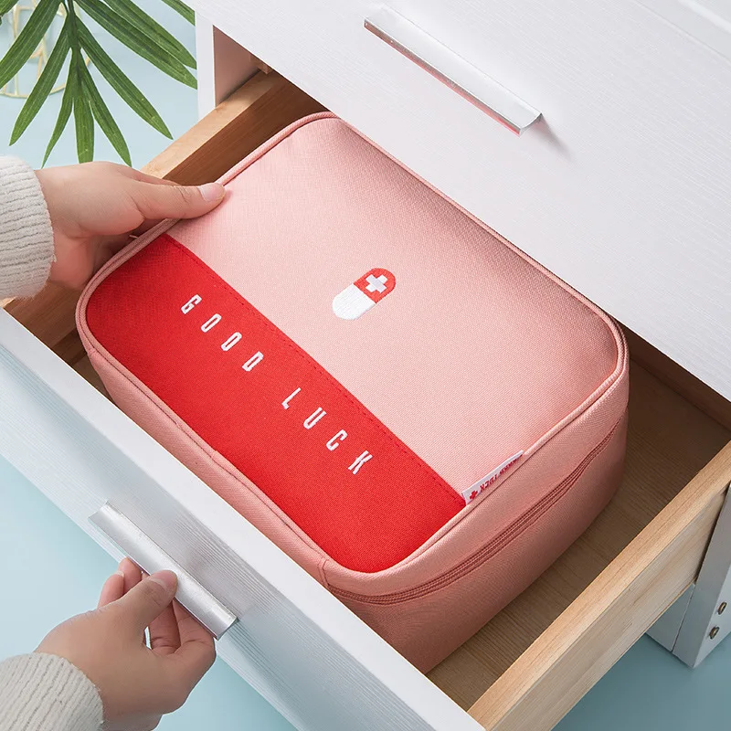 대용량 두꺼운 약 상자 계층 가족 응급 처치 키트, 약 상자, 약 캐비닛 휴대용 원단 보관 가방