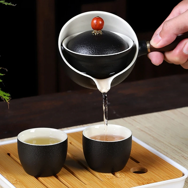 Ceramic Set Portable Travel Tea With Rotation Maker And Bag Suitable