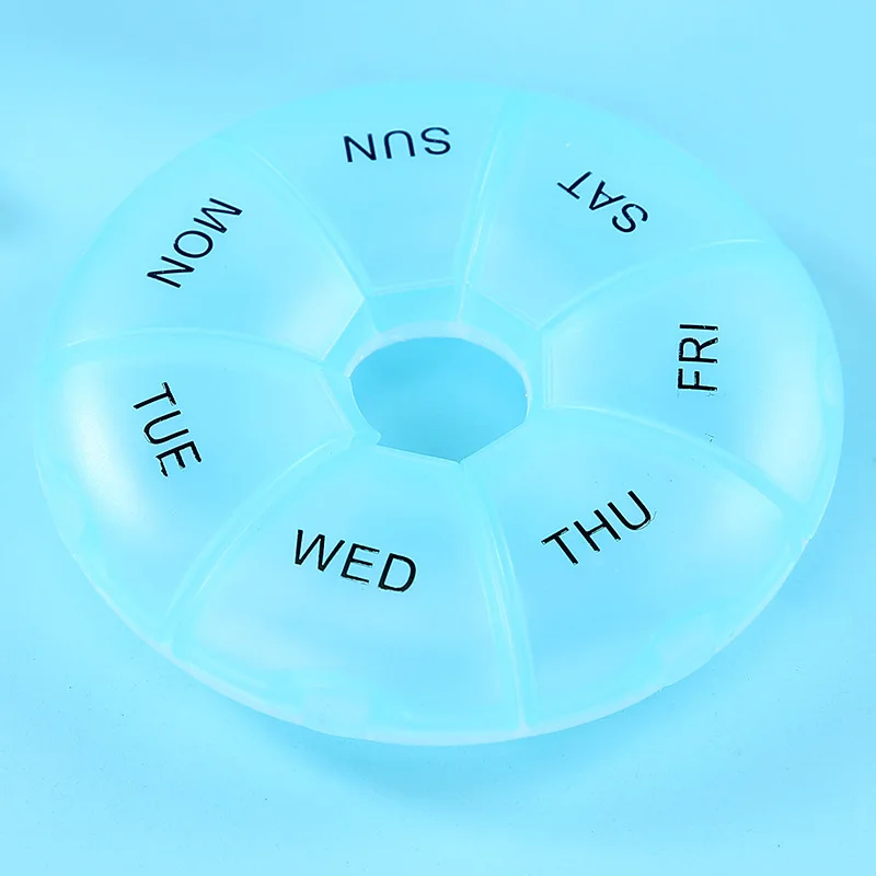 Compact Round Pill Case - 7-Day Portable Tablet Organizer & Travel Storage Container