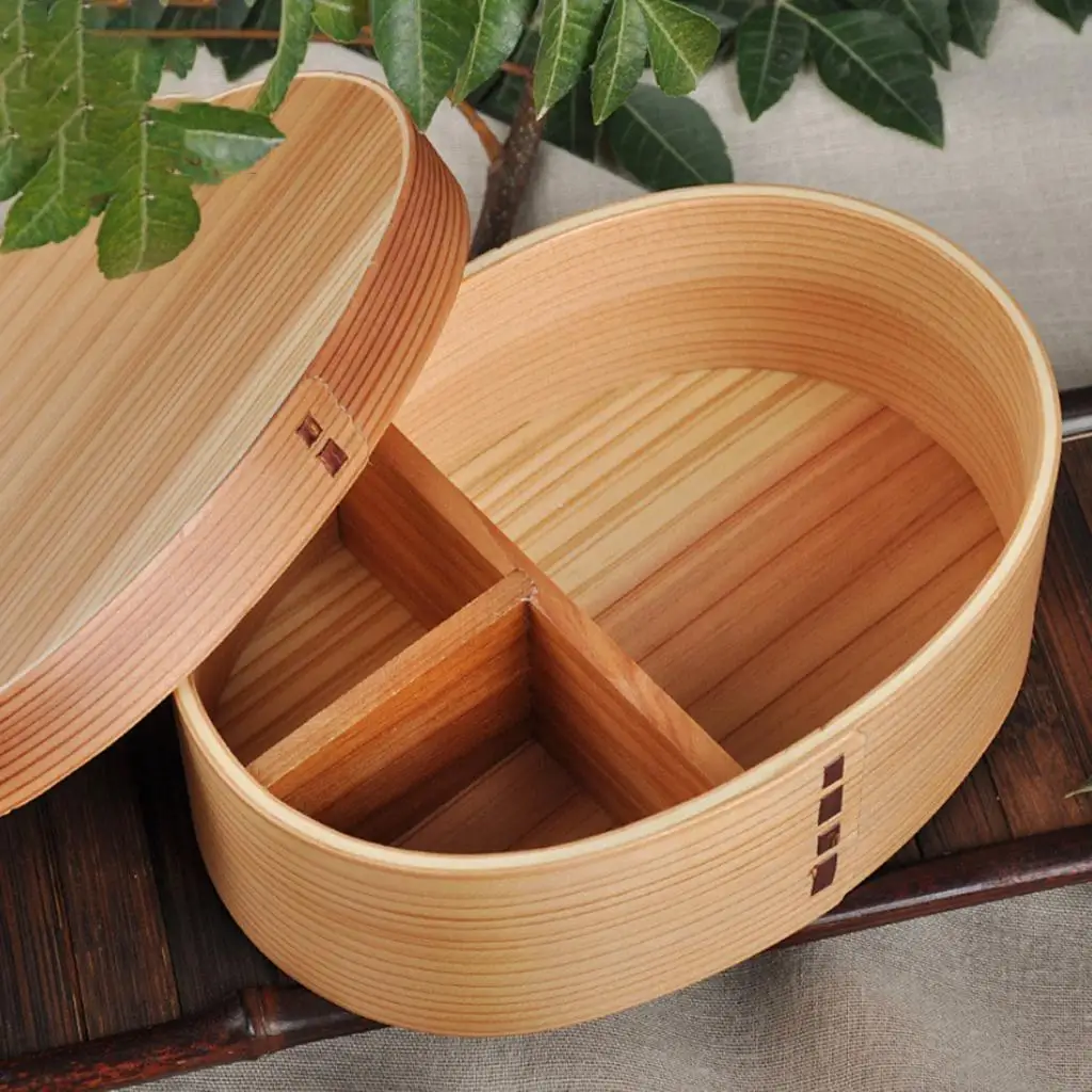 Wooden Lunch Box Bento Box Sushi Sandwich Appetizer Container Portable