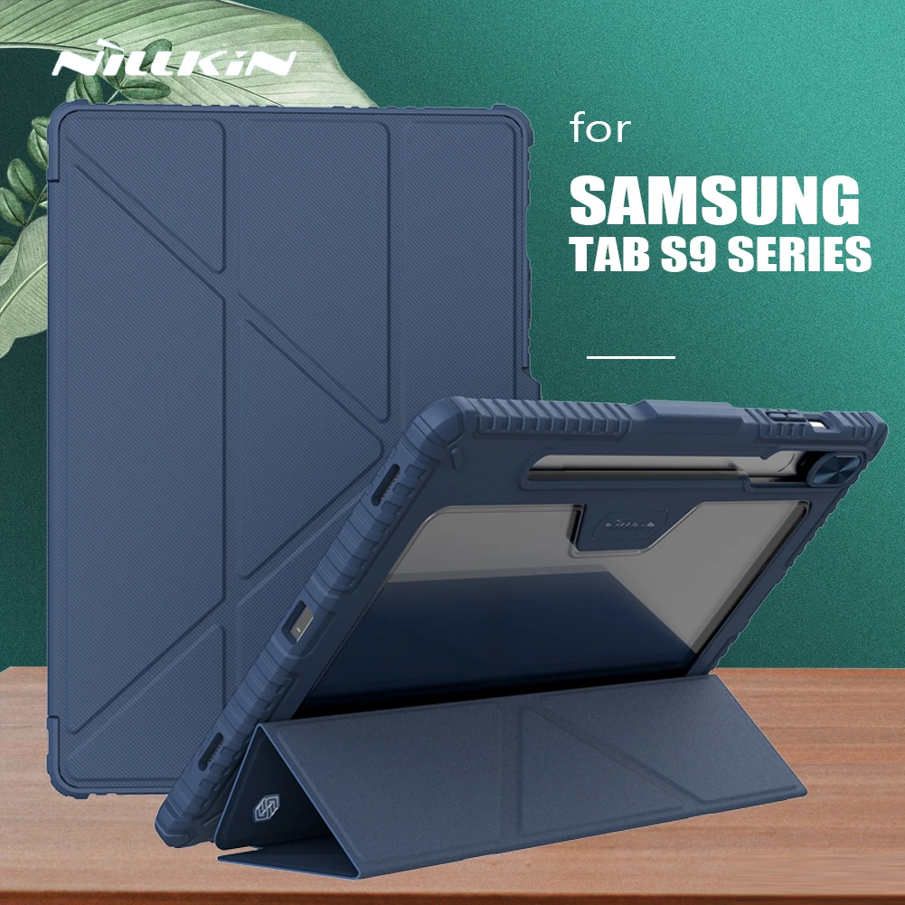Nillkin-estojo de Couro Magnético com Suporte Tampa Traseira Pára-choques para Samsung Galaxy Tab s9 s9 Plus s9 Ultra Câmera Deslizante