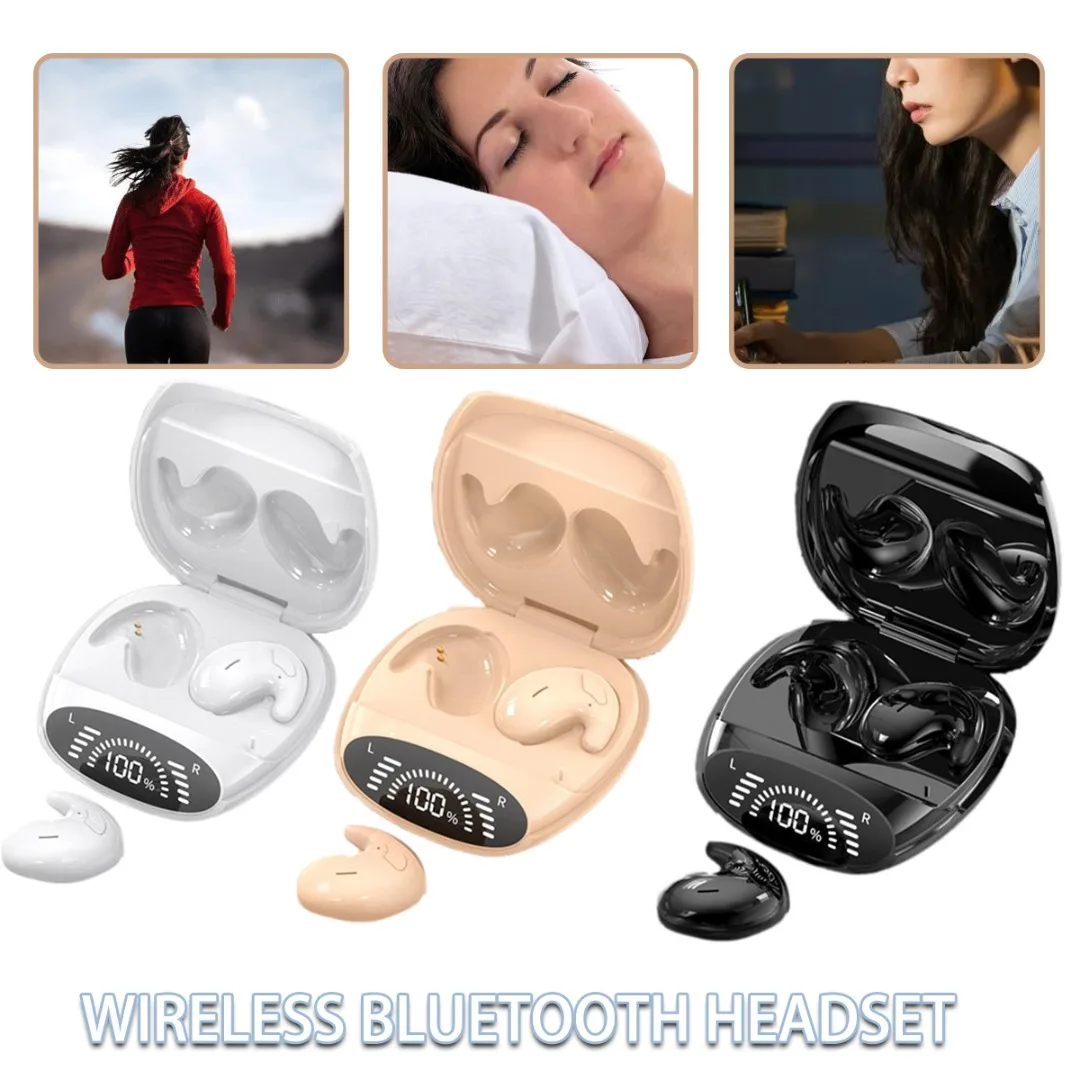 

Невидимые беспроводные bluetooth-наушники с функцией сна, двойные шумоподавляющие наушники черного/кожаного/белого цвета на выбор