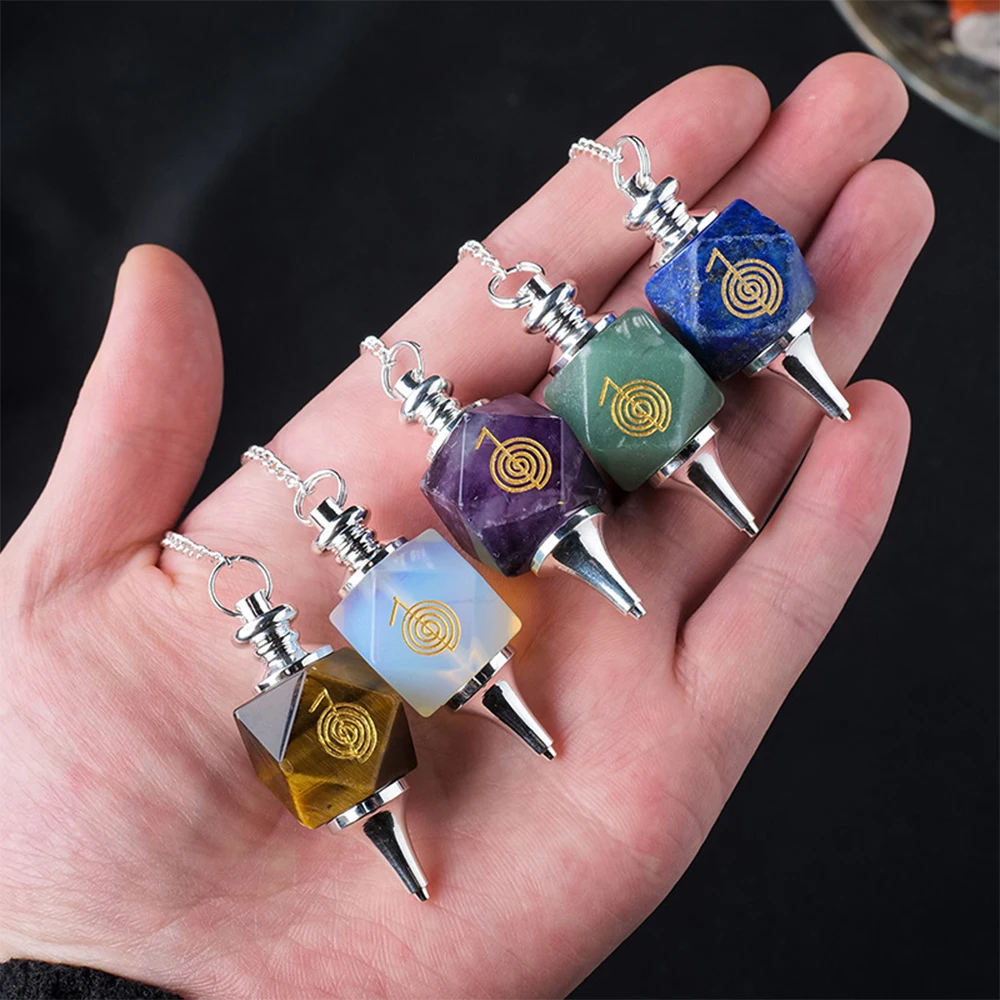 

Mineraali Multifaceted Natural Gem Pendulum for Dowsing Reiki Obsidian Amethyst Aventurine RoseQuartz Crystal Pendulo Meditation
