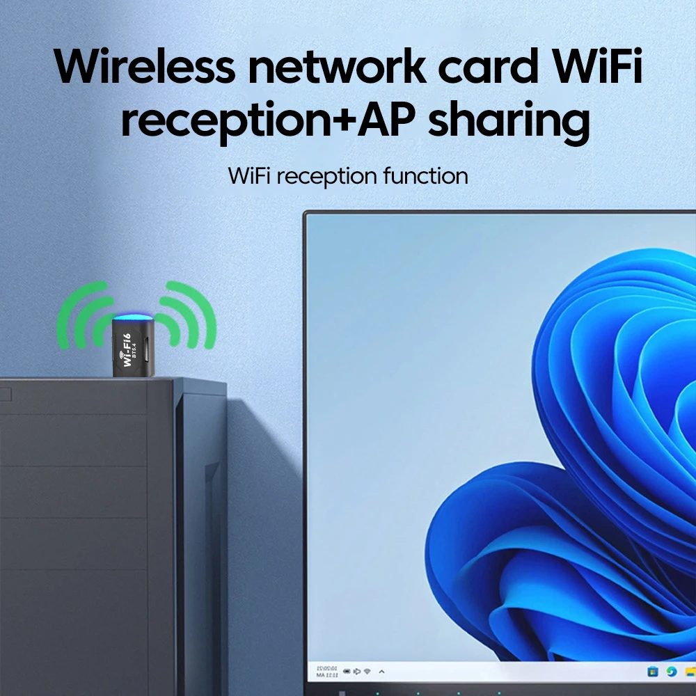 WIFI 6 900Mbps Network Card Wireless Wi-Fi USB Receiver Adapter for PC Computer 2.4G 5G Wlan Receiver Drive free Plug and Play