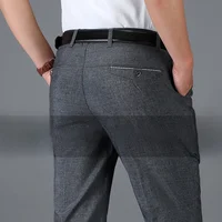 Pantalones de Verano Finos para Hombre: Holgados, Pierna Recta, Elásticos y Cómodos. Cintura Alta, Estilo Casual para Papá.