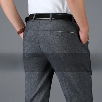 Pantalones de Verano Finos para Hombre: Holgados, Pierna Recta, Elásticos y Cómodos. Cintura Alta, Estilo Casual para Papá.