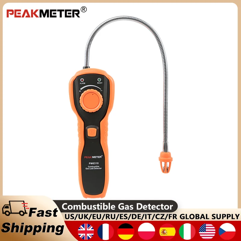 PEAKMETER PM6310 가연성 가스 감지기, 가연성 가스 분석기, LEL PPM CO 천연 메탄 가스 누출 감지기, 소리 알람 포함