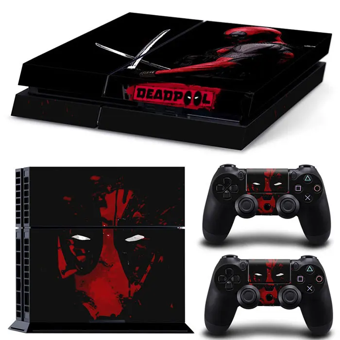 Marvel Deadpool Vinyl Skin Sticker for PS4 Slim Console and 2 Controllers Decal Cover Game Accessories 