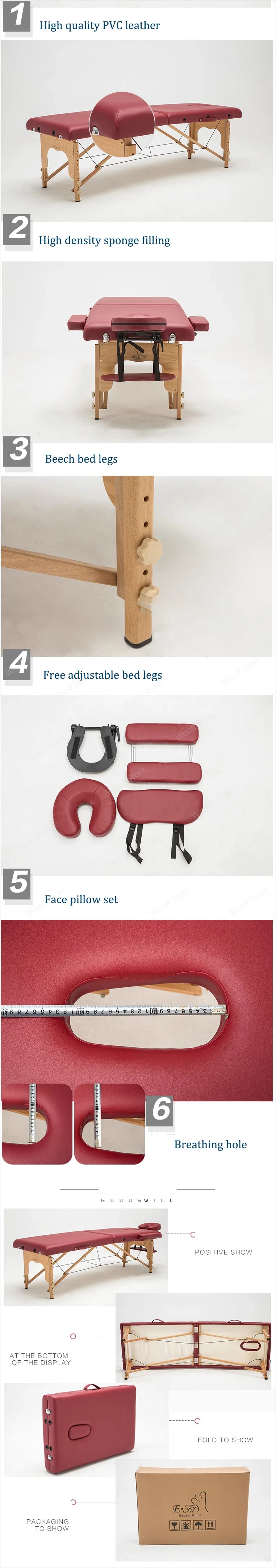 Description Picture 3 of itemProfessional carry on massage beauty bed, folding massage tattoo SPA bed, custom beauty salon, thickening treatment table