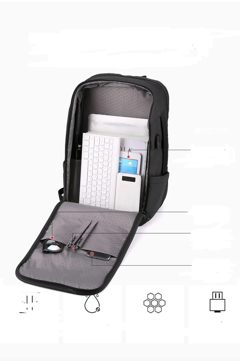 Business Backpack Men's USB Charging Brain Bag Backpack