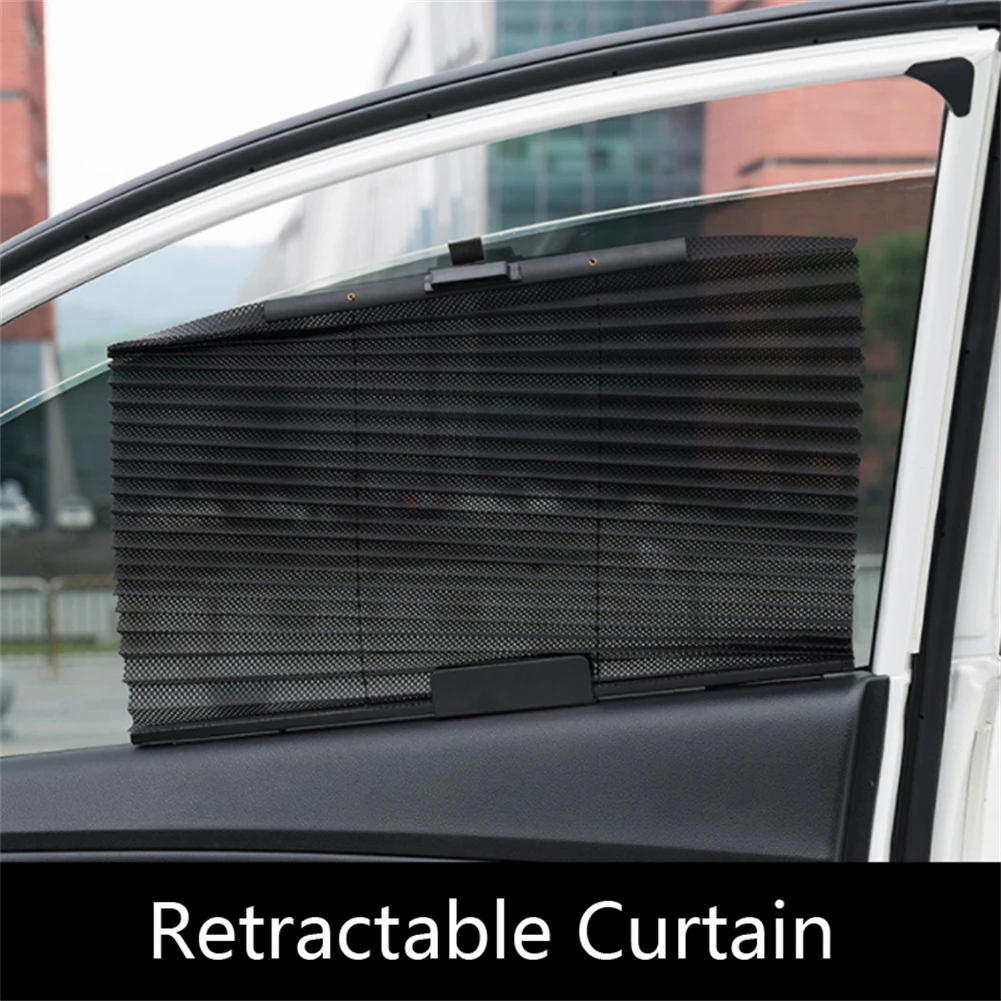 Car Side Window Sun Shade 1PCS Car Side Folding Sunshade Retractable Car Front/Rear Window Sunshades Mesh UV Protect Curtain Foldable Auto Truck SunShield