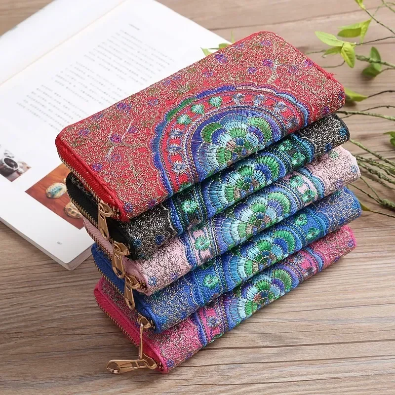 Embroidered Wallet Ethnic Style Handbag Zipper Ladies Wallet Fabric Embroidery Bag Handbag 2