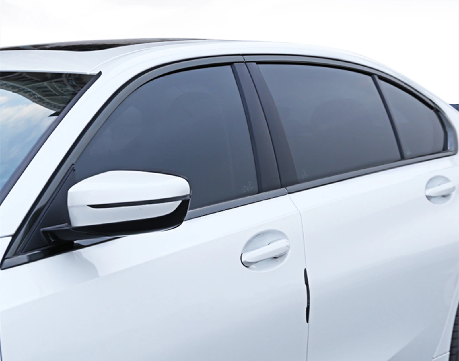 BMW 3 시리즈 G20 G28 330i 2019-2023 세단 4도어 글로스 블랙 외부 창문 트림 커버 씰 웨더스트립 장식 스트립