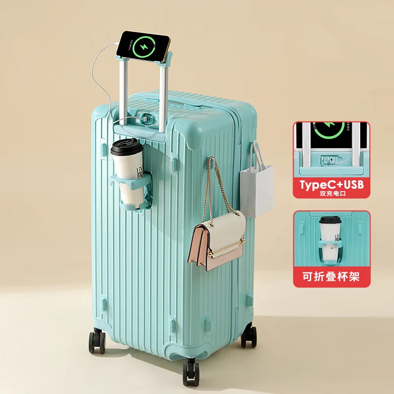 PLUENLI Zipper Suitcase Charging Multifunctional Trolley Case College Student Luggage Large Capacity Sports Box