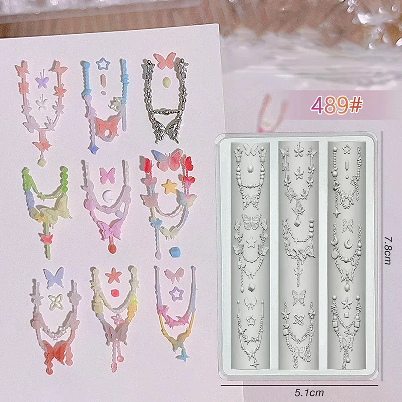 네일 아트 장식 보우 매듭 비즈 체인 리본 3D 실리콘 몰드 DIY 디자인 실리콘 네일 아트 몰드 템플릿 네일 참용