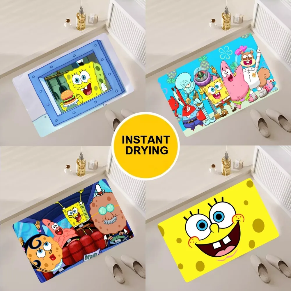 FunnySpongesAndBBobSquareCutePantsFloorMatBedroomKitchen
