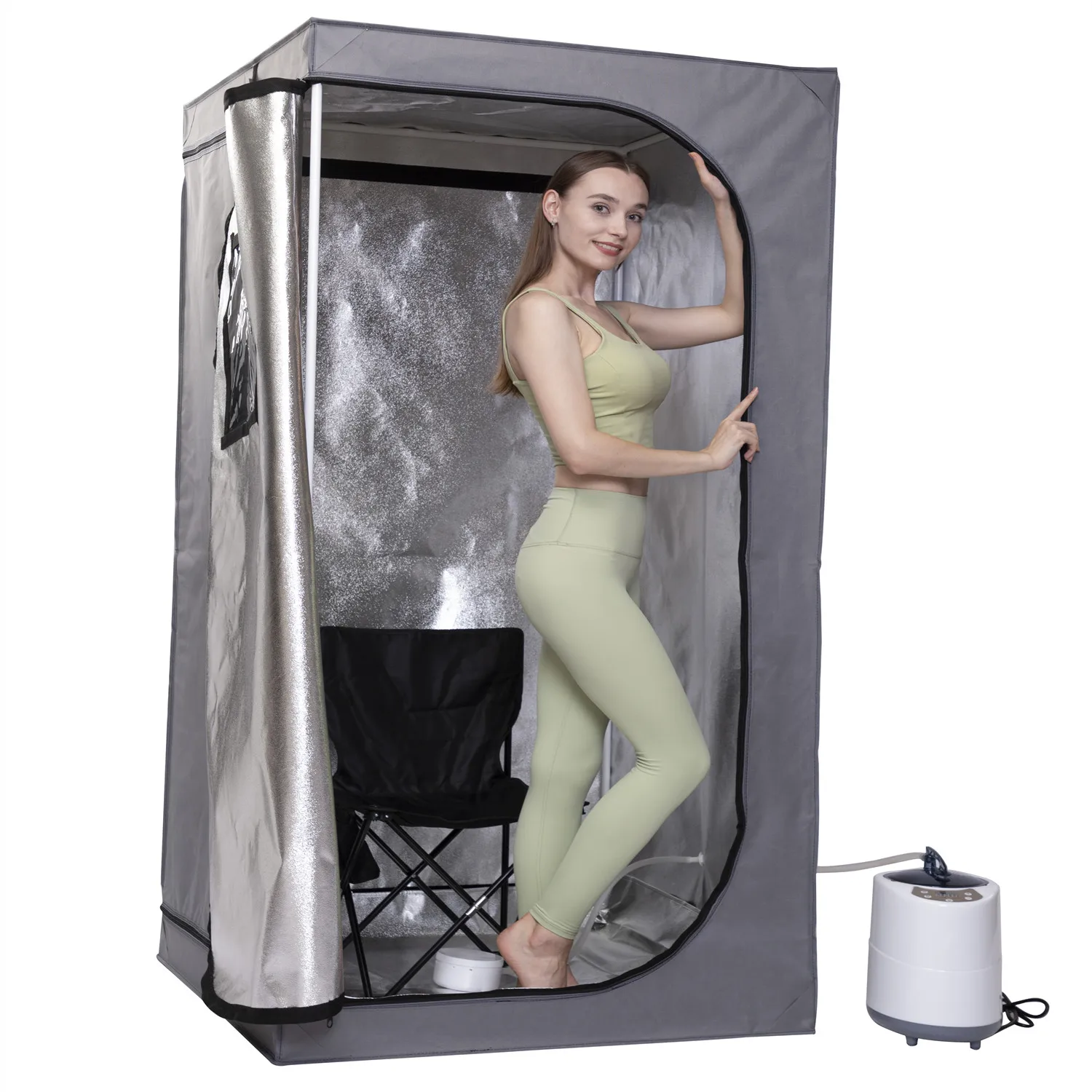 Portable Steam Sauna With Include Fold Chair Full Body Heating 2000W 4.2L  Cabin Ease Insomnia Stainless Steel Pipe Support 3