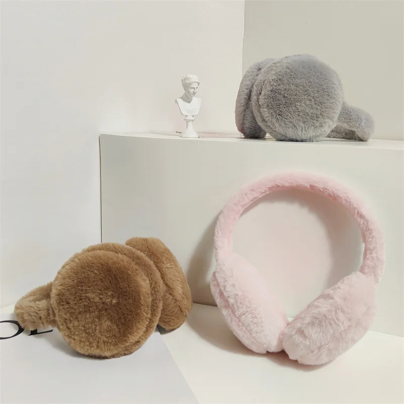 Winter new ear muffs simple versatile plush solid color ear warmer anti-cold warm protection men and women