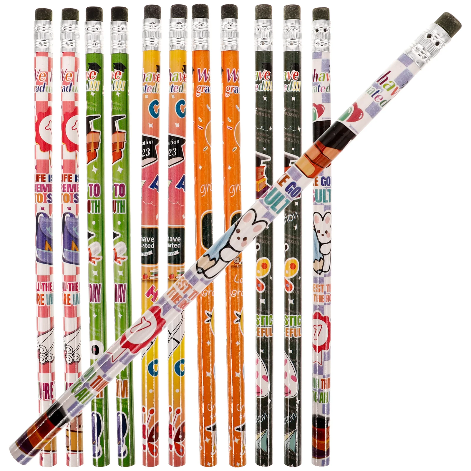 

12pcs Graduation Pencils Adorable Students Pencils Kids Writing Pencils with Erasers
