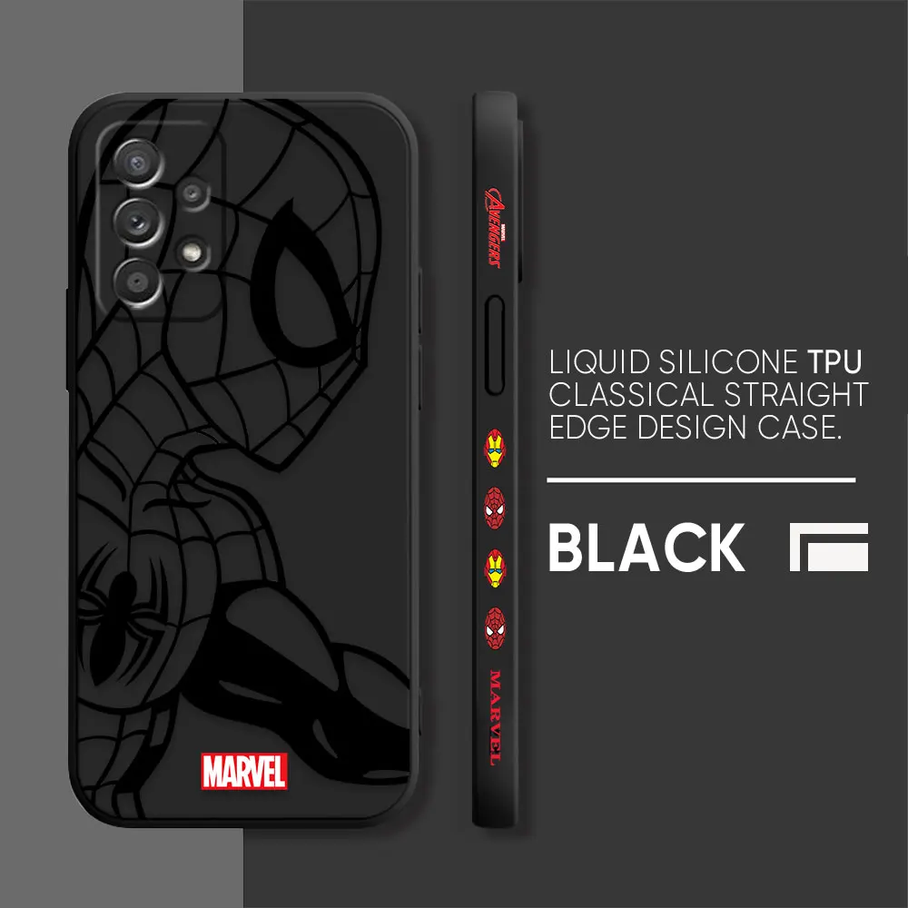 thumbnail image 1 of Case For Samsung Galaxy A91 A73 A72 A71 A53 A52 A51 A42 AO3S 4G 5G Simple Liquid silicone Case Marvel Line Iron Man Spiderman, 1 of 5