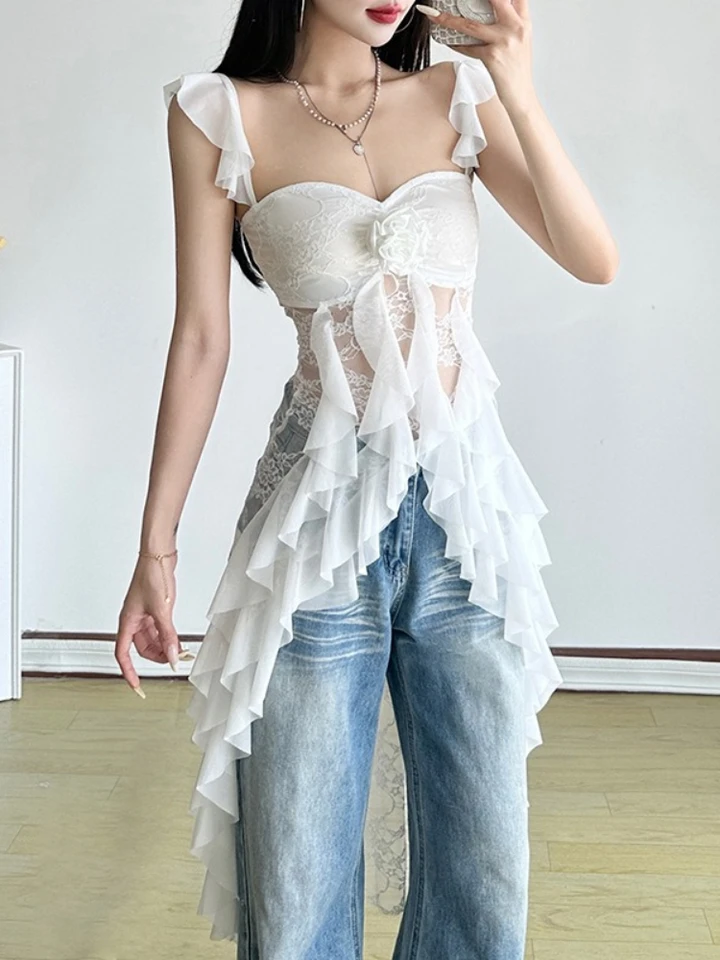 Sexy Streetwear Backless Vintage Tank Top Summer Grunge See