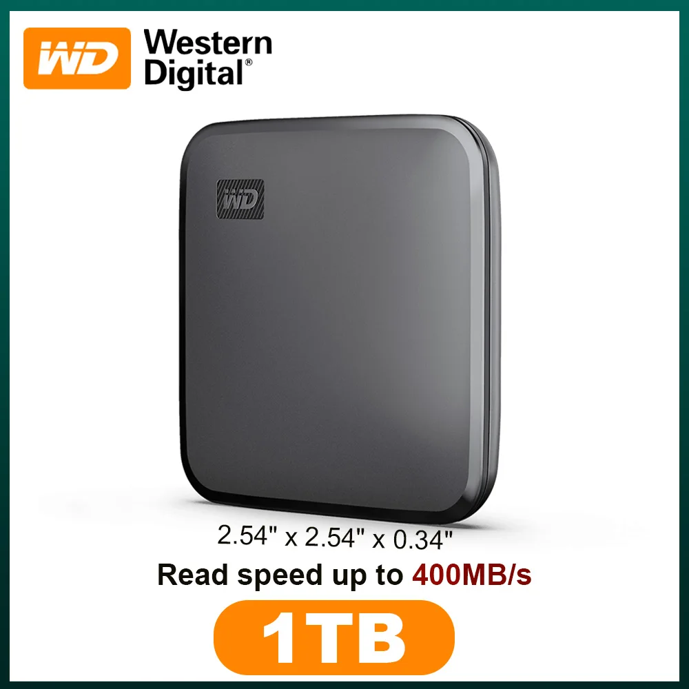 כונן קשיח SSD נייד WD Elements SE בנפח 1TB או 2TB עם חיבור USB 3.0 למחשבים ניידים ושולחניים
