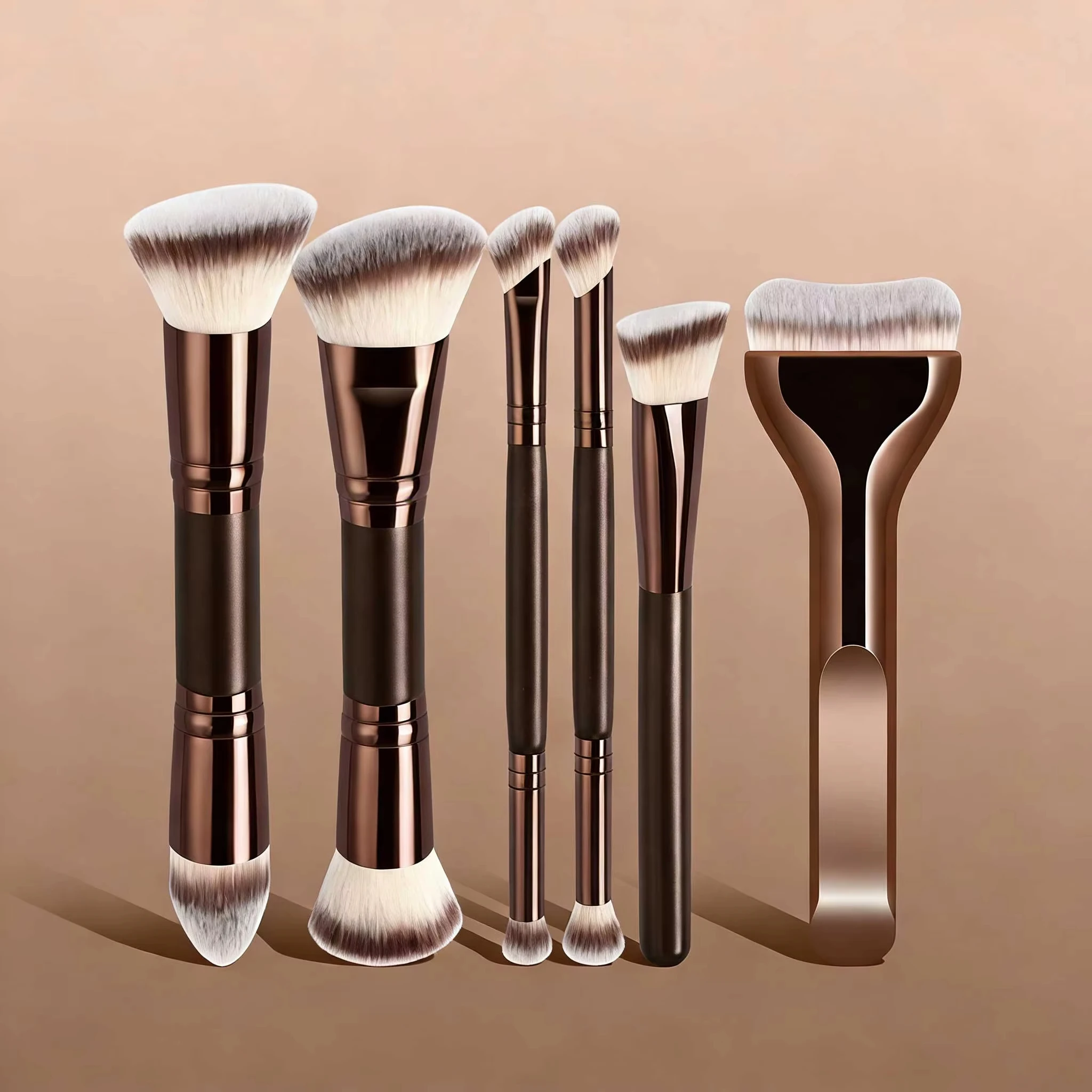 4/5/6/10/18pcs Professional Makeup Brush Set, Portable Travel Makeup Brushes, Dual-Ended Multifunctional Makeup Tools Set_voghion.com