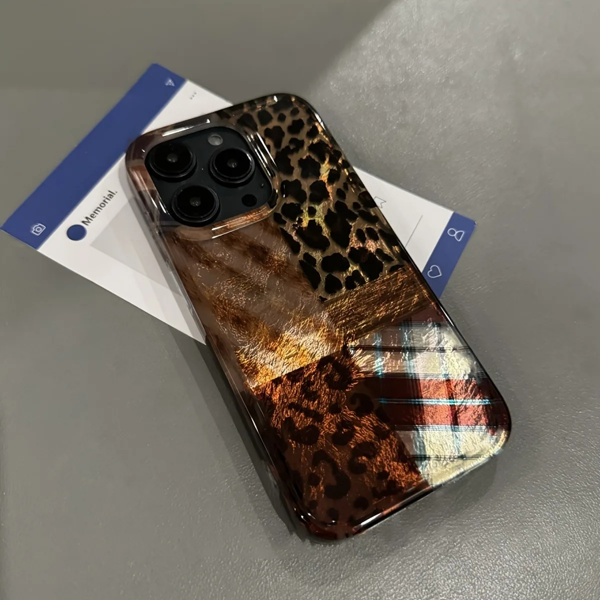 High-End Leopard Print and Tinfoil Design Phone Case Cover