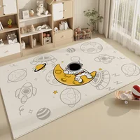 VIKAMA Crystal Pile Carpet Spaceman Children’s Nursery Playmat Dirty Resistant Washable Cushioned Carpet for Living Room Bedroom
