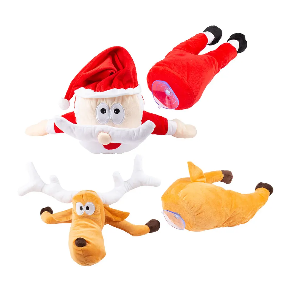 Décoration Animée Père Noël écrasé Sur La Fenêtre - Autocollant "vitre Brisée" Humoristique Pour Noël, Fixation Ventouse