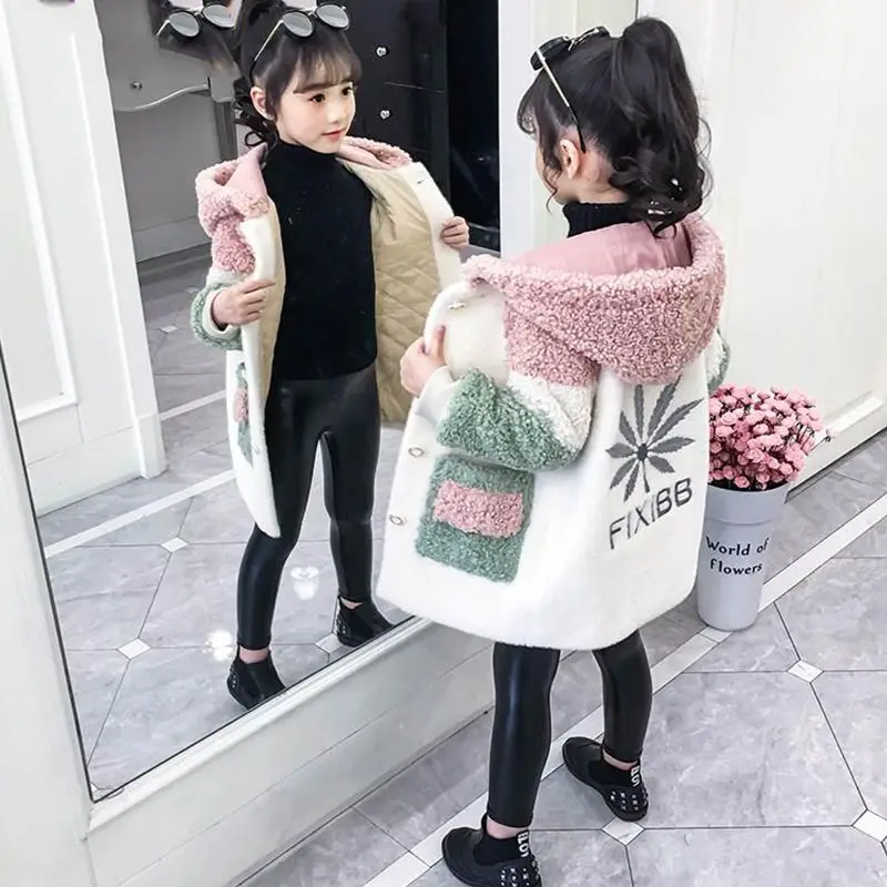 

Кашемировое пальто с капюшоном для девочек 5-12 лет, на осень/зиму