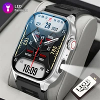LIGE Smart Watch Men LED Flashlight Heart Rate Sleep Health Monitor 2.01inch HD Large Screen AI Voice Waterproof Smartwatch 2025