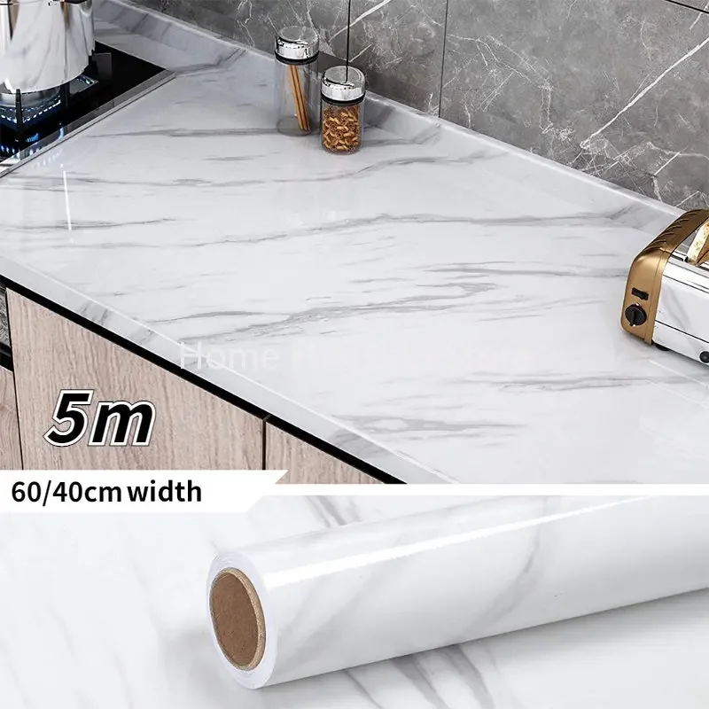 

60cm Width Vinyl Self Adhesive Waterproof Marble Wallpaper Contact Paper Wall Sticker Film Kitchen Home Decor 2023