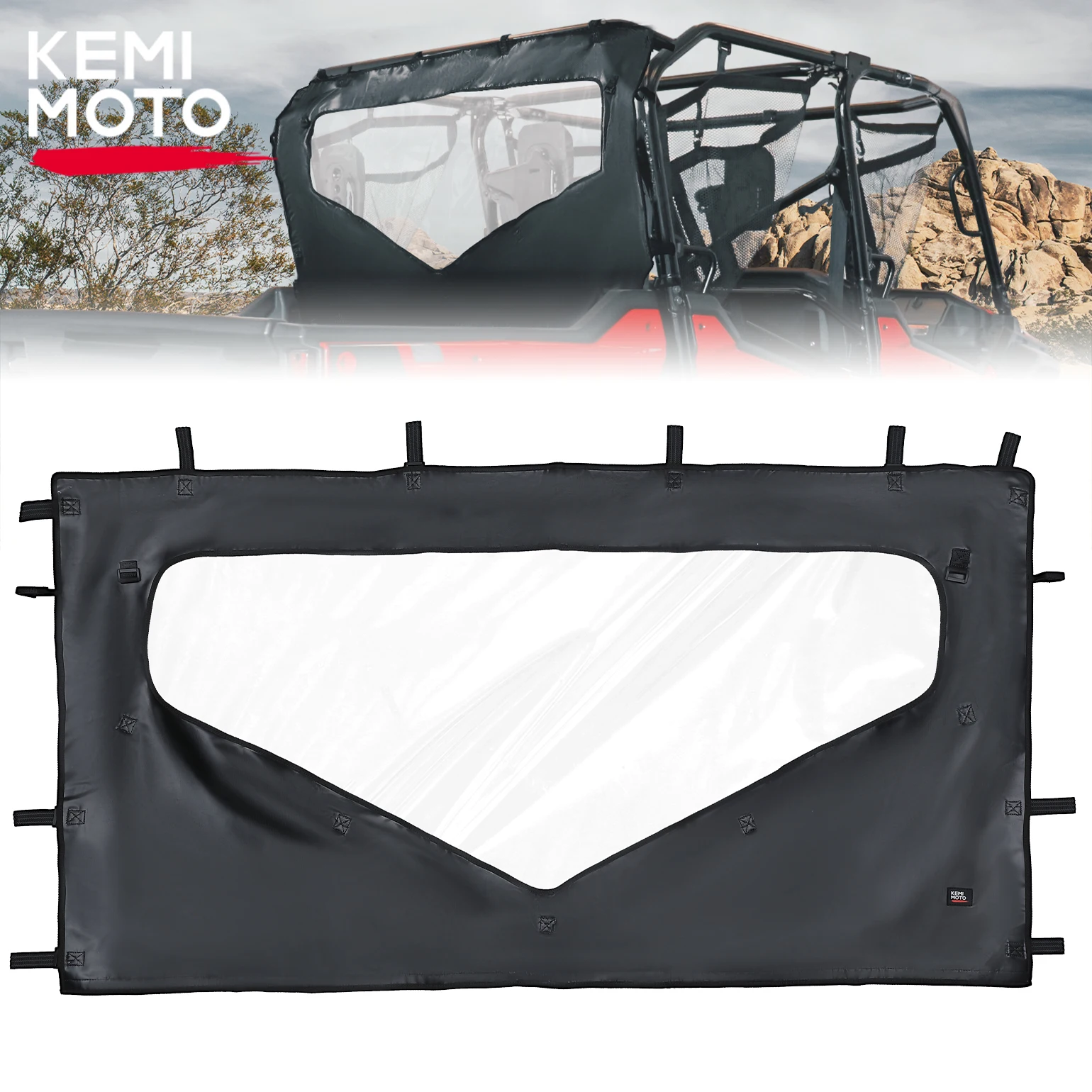 UTV Soft Rear Window 0SR95-HL8-211B Windshield for Honda Pioneer 1000-6 2023+ Roll Up/ Down FABRIC REAR PANEL