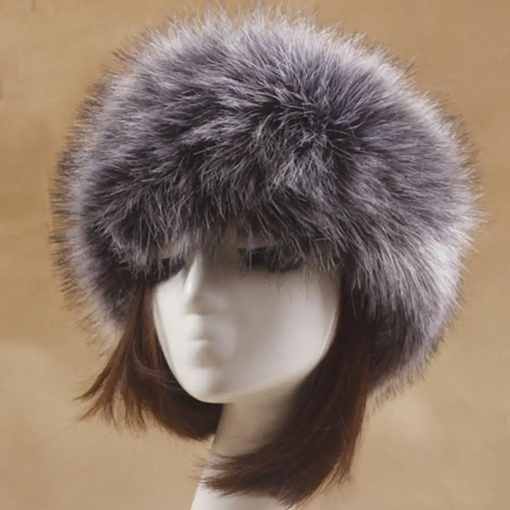 

Furry Hairband Fluffy Russian Faux Fur Women Girl Fur Headband Hat Women Hat Winter Ski Head Ear Warmer Hollow Skullies Beanies