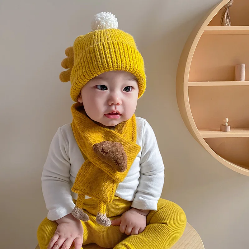 1-5Years Children's Scarf Winter Korean Style Fashion Cartoon Knitted Warm Scarves Infant Girls Boys Neck Cover Baby Scarfs