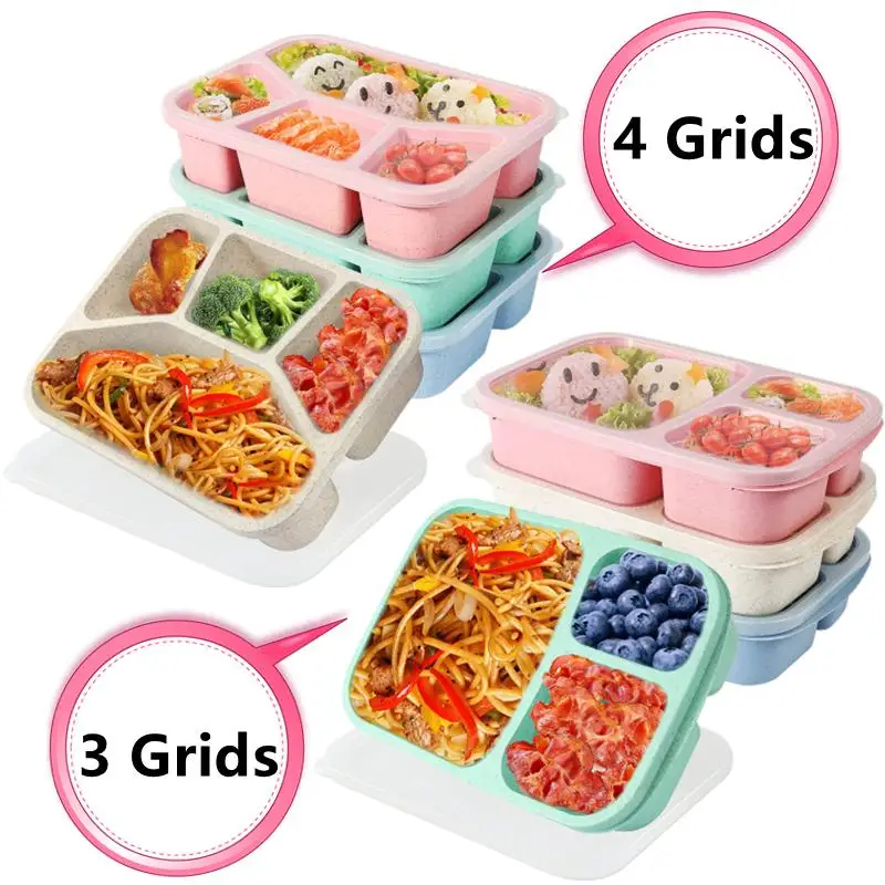 4/5 Compartment Lunch Box with small bowl Bento Box for School Kids Office  Worker Microwae Heating Food Container Storage Box
