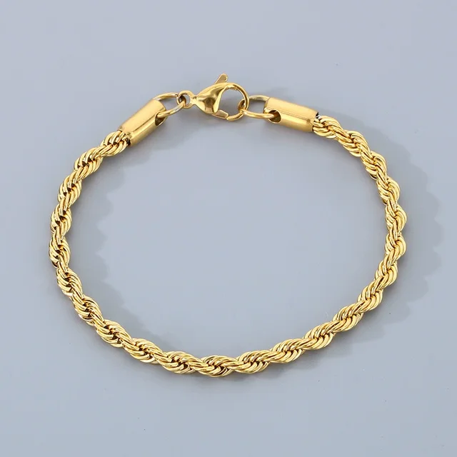 Bracelets en argent Sterling 925 plaqué or 18 carats, chaîne de 4MM, pour hommes et femmes, unisexe, Simple, à breloques, cadeau de fête de mariage, 20cm, 8 pouces 1