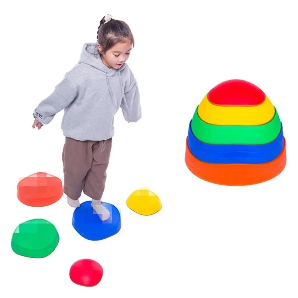 Balance Stepping Stones Set Obstacle Course for Kids Indoor and Outdoor Toy Improves Coordination And Strength Child Safe Rubber 6
