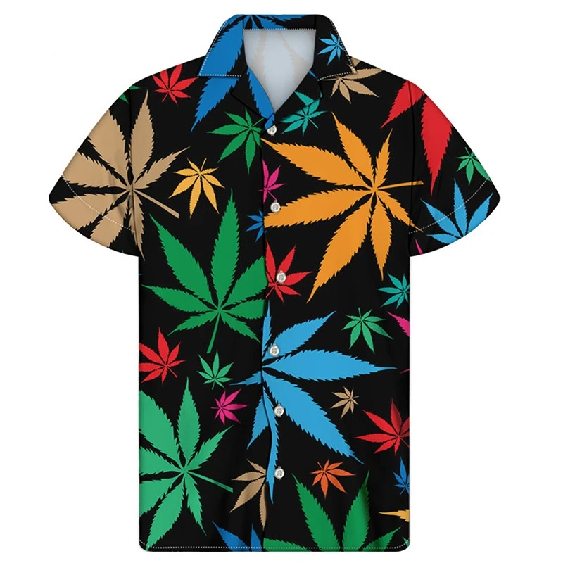 thumbnail image 1 of Camisas con estampado 3D de hojas de hierba coloridas y gráficos para hombre, camisas casuales de playa de manga corta de verano, camisas y blusas de gran tamaño para hombre, 1 of 4