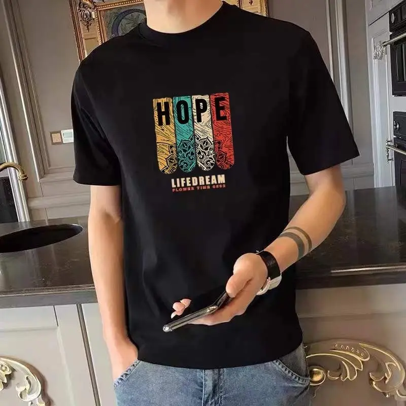 thumbnail image 1 of Camisetas con estampado de alfabeto para hombre, camisetas de gran tamaño para hombre, camisetas gráficas blancas, ropa barata y de alta calidad, nuevas en moda, 1 of 4