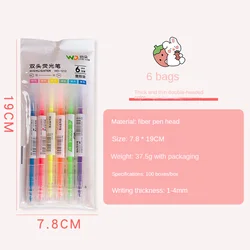 Set of Double-Head Fluorescent Highlighter Pens - Pastel Shades for School, Office, and Creative Use (B)