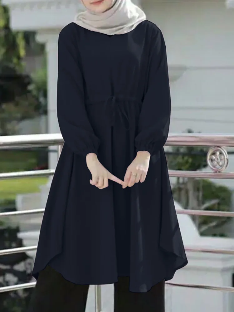 ZANZEA Women Muslim Long Tops Fashion Abaya Spring Long Sleeve Solid Blouse  Casual Shirt Dubai Turkey Hijab Blusas IsIamic Cloth - AliExpress