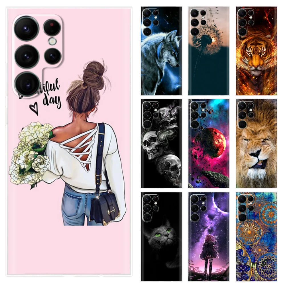 Per Samsung Galaxy S22 Plus Custodia Per Samsung S22 Ultra Cover Fashion Girls Custodia Morbida Dipinta Per Samsung S22 + S 22 S22Plus