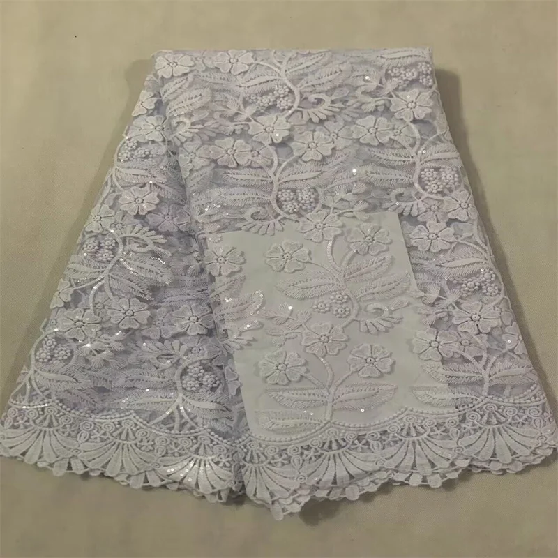 

African Milk Silk Fabric, French Net, Silver Sequins Fabric, High Quality, Embroidered Sewing Nigerian Tulle Mesh Lace Fabric